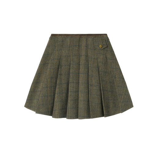 谜底百褶半裙2025年冬季新品复古学院风格纹拼接短裙女254MB1633 商品图4