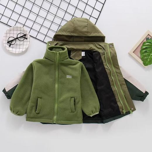 秋冬款男童冲锋衣三合一可拆卸防风加厚保暖中大童休闲连帽外套 商品图5