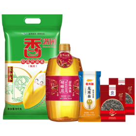 香满园特选丝苗米5KG+胡姬花金衣玉食古法花生油1.8L+维度元食黑木耳60g*2+金龙鱼家常龙须挂面1kg-YS