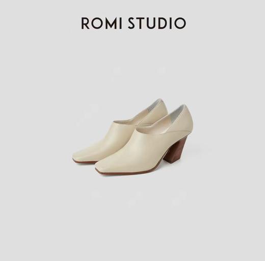 ROMI STUDIO"法式优雅"牛皮拼羊皮方头粗跟高跟鞋RWBLP31638 商品图0