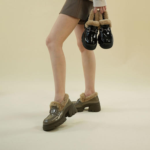 Westory2025年冬季厚底加毛乐福鞋百搭深口单鞋S25DM86061 商品图5