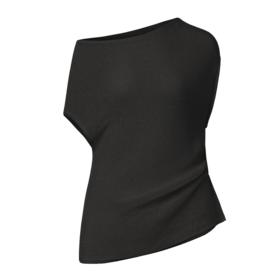 ROMI STUDIO“松弛随性”春夏设计感不规则斜肩针织T恤 RWCRSJ2627