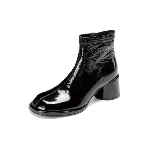 Westory2025年冬季方头中粗跟胎牛漆皮舒适百搭短靴S25DS86001 商品图8