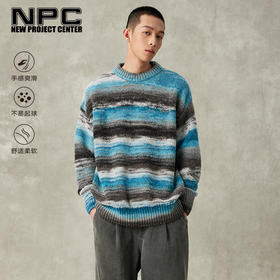 NPC潮牌圆领针织保暖上衣秋季撞色长袖百搭情侣套头毛衣NP38SW04
