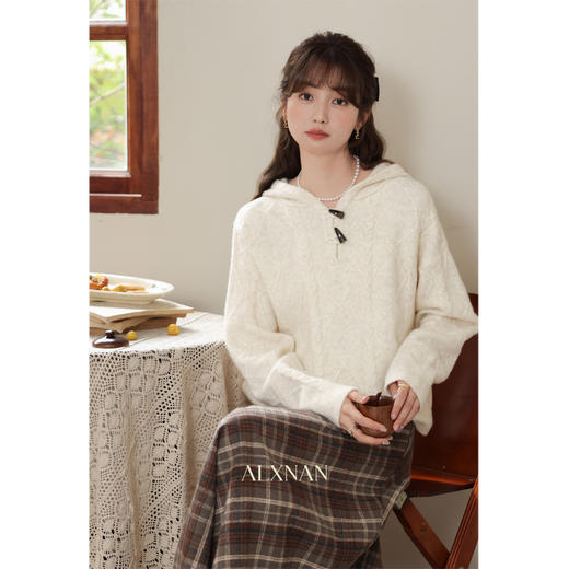 鹿向南「格调时光」时尚复古格子半身裙女秋冬新款高腰a字长裙子 商品图1