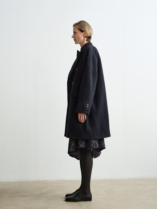 ROMI STUDIO“棕标甄选”100%绵羊毛双排扣宽松大衣外套RW24WWG0011【现货】 商品图1