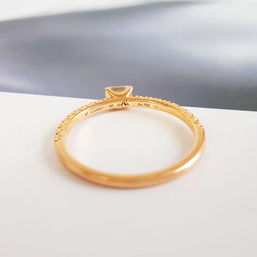 【95新】Cartier卡地亚Etincelle系列B4216750 18K玫瑰金满钻小冰糖方钻Etincelle戒指50号女士081025TJ04现售价：13400 商品图5