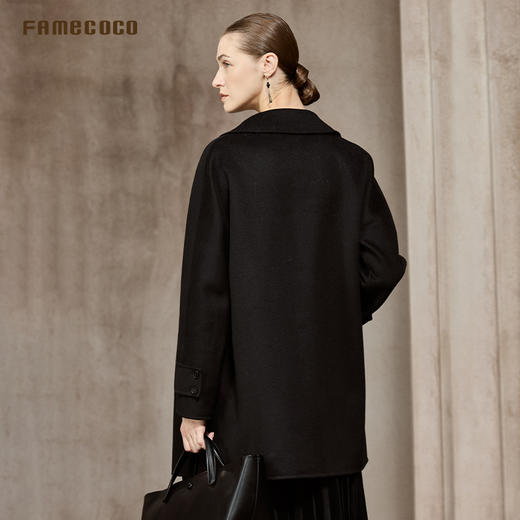 Famecoco范可儿100%绵羊毛经典翻领双面呢大衣FAC8AR006 商品图2