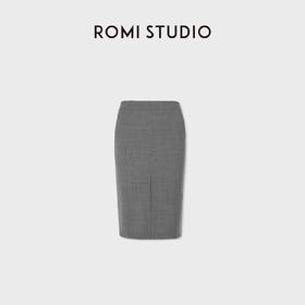 ROMI STUDIO“气质优雅”可机洗绵羊毛混纺前开叉半身裙 RWCSXT1604(现货)