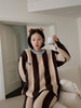 贴身暖宝宝～条纹小熊猫绵绵云朵加绒加厚慵懒家居服 半边绒睡衣套装 商品缩略图6