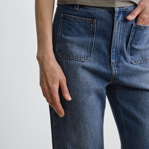 ROMI STUDIO“法式复古”棉质高腰双口袋九分微喇牛仔裤 RWCSXD3470 商品图1