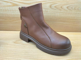 2024秋冬新款豪行牛皮女鞋24438026时装女短靴显瘦低跟女单鞋正品