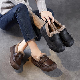 ZM 258719一脚蹬毛毛口鞋平底休闲棉鞋软底加绒保暖鞋