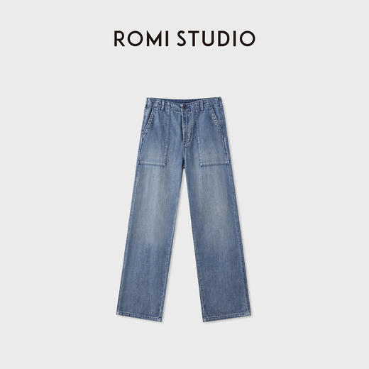ROMI STUDIO“简约复古”舒适纯棉中低腰工装直筒牛仔裤 RWCSXD3088 商品图3