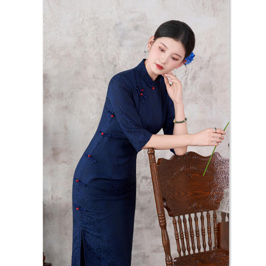 SKY 66988复古中国风长款中袖时尚中式修身旗袍 商品图3