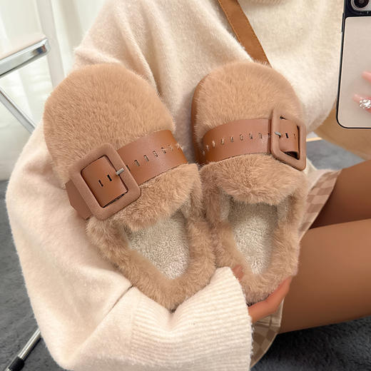 【超值39.9/双❗️加绒踩屎感棉鞋】秋冬新款棉拖鞋女款，家居/室外厚底棉鞋，包头毛毛拖鞋舒适耐磨外出棉拖鞋L 商品图0