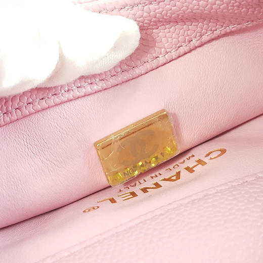 【95新】CHANEL香奈儿AS3225 B08006 NH622 22S粉色荔枝皮字母链条腰包胸包单肩斜跨包女士131025NJS06现售价：16500 商品图9