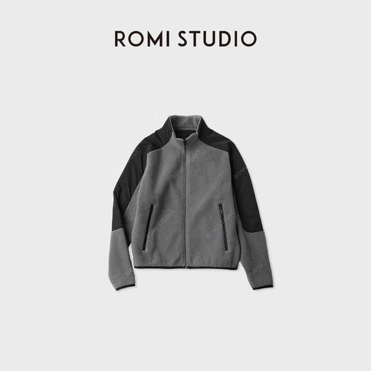 ROMI STUDIO“格雷秋意”撞色插肩日常百搭摇粒绒外套RWCAWD5641 商品图0