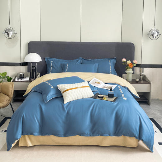 俞兆林 加厚磨毛刺绣四件套2米宾利蓝 YZL-24071 商品图2