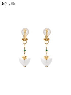 【天猫同款】耳扣款-瑾心-18K金和田玉祖母绿宝石耳夹