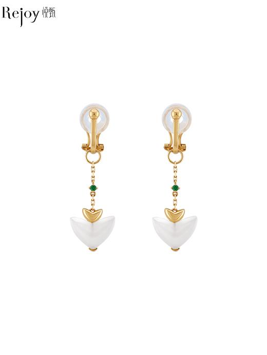 【天猫同款】耳扣款-瑾心-18K金和田玉祖母绿宝石耳夹 商品图0