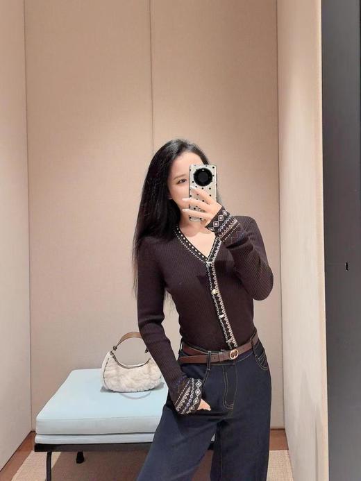 中古风双织提花针织羊毛混纺开衫 商品图7