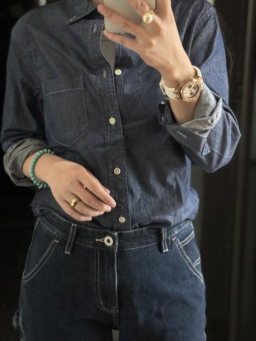 秋冬款蓝色长袖气质百搭叠穿衬衣外套 商品图6