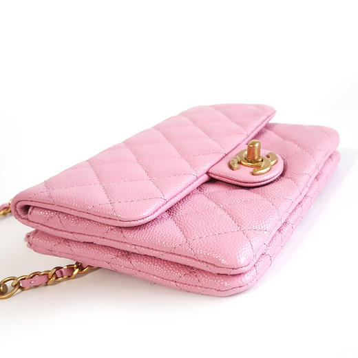 【95新】CHANEL香奈儿AS3225 B08006 NH622 22S粉色荔枝皮字母链条腰包胸包单肩斜跨包女士131025NJS06现售价：16500 商品图6