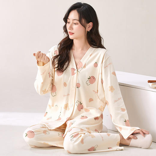 自然醒胧棉女士月子服家居服7A抗菌100%棉和服系列睡衣QH 商品图9