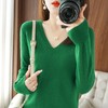 韩版V领打底衫 内搭外穿秋冬新款V领毛衣女大衣内搭韩版宽松套头纯色毛衫针织打底衫女 商品缩略图1