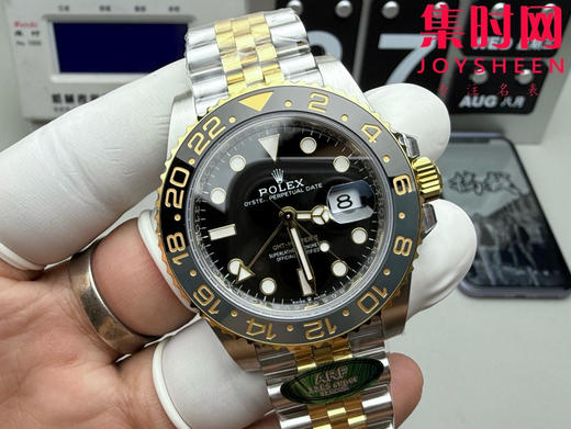 ARF配重版 劳力士格林尼治型GMT 间金款 皮蛋圈配重版 3285机 男士腕表 商品图4