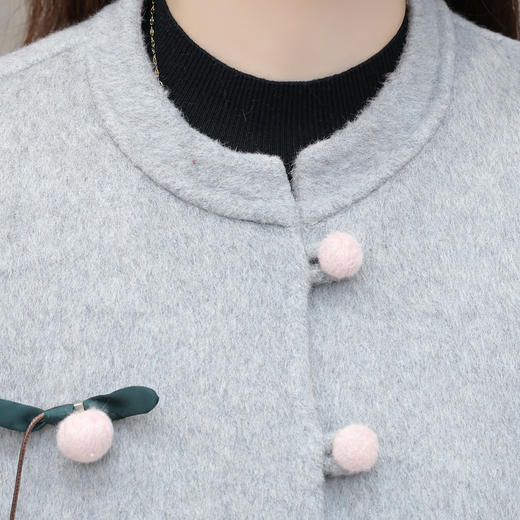 QYM 5277CL1928-Y时尚双面呢子大衣圆领短款毛呢外套时尚复古盘扣上衣 商品图3