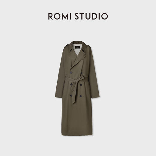 ROMI STUDIO“法式优雅”100棉轻量感镰刀袖双排扣廓形风衣431F2002 商品图0