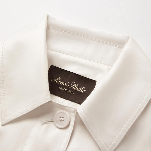 ROMI STUDIO 100%桑蚕丝翻领宽松中长款收腰风衣外套 RWCAWG4854 商品图2