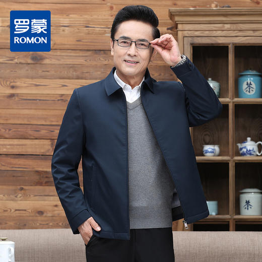 【可脱内胆】罗蒙大码鹅绒服男士冬季保暖羽绒服中老年爸爸装羽绒夹克外套 商品图0