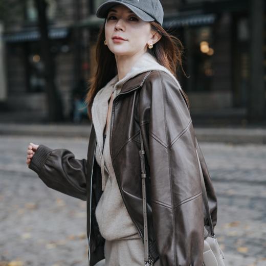 复古风PU夹克/MOiKKA/休闲百搭/时尚复古机车外套/春秋保暖皮衣外套【上海仓发货】 商品图1