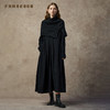 Famecoco简约经典肌理感羊毛开襟连衣裙中式圆领A字长裙FAC8FA017 商品缩略图4