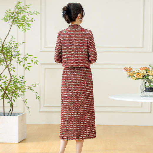 QYM 7259013-Y国风套装裙时尚短款上衣+复古开衩半身裙套装 商品图2