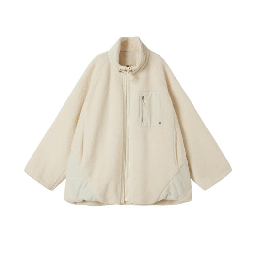 谜底立领大衣长袖2025冬季新品廓型下摆拼接毛毛外套女254MD1646 商品图4