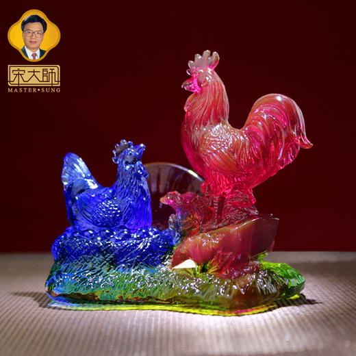 集雅轩宋韶光大师2026年新款牛 晨鸡报喜 琉璃摆件礼品 商品图2