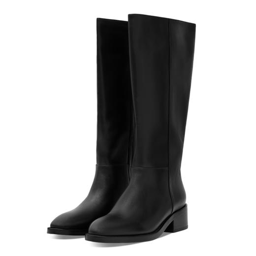 ROMI STUDIO“棕标甄选”头层牛皮拼羊皮油蜡粗跟长筒靴RW24LP30426 商品图10