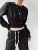 SIJIA｜AW2550 黑色围巾收腰卫衣 商品缩略图2