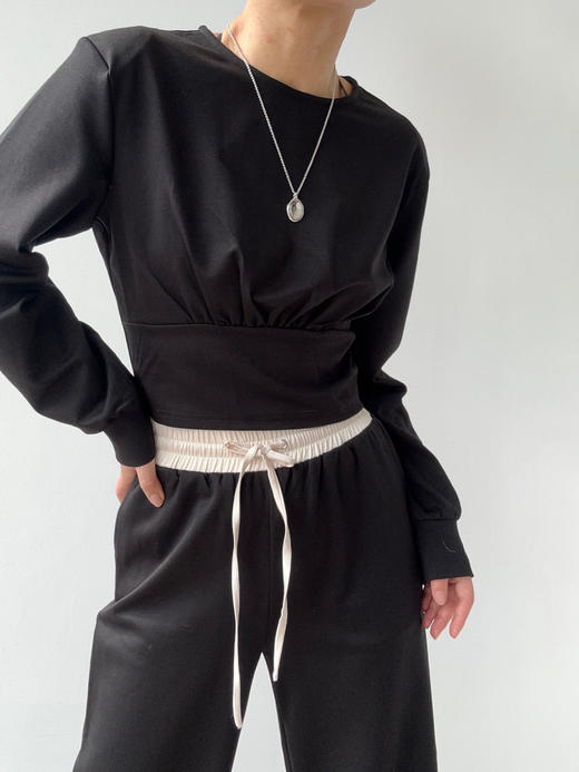 SIJIA｜AW2550 黑色围巾收腰卫衣 商品图2