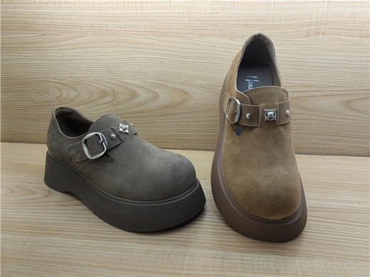 2025豪行春季新款专柜正品真皮勃肯鞋时尚舒适厚底女单鞋25130097 商品图4