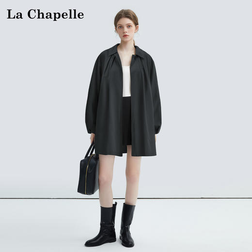 拉夏贝尔/La Chapelle简约气质纯棉风衣外套中长款英伦风别致时尚上衣 商品图3
