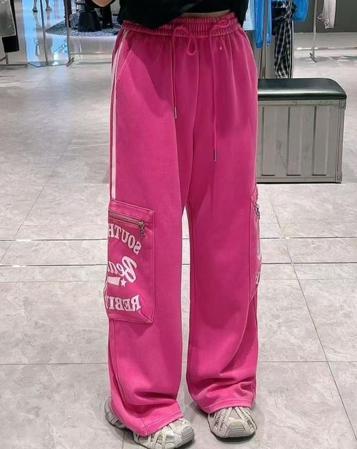 ZC抽绳松紧腰字母口袋工装裤50624（红）秋季253011000321 商品图0