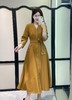 SZ3S56_拓黄色_连衣裙_秋季_V领金属拉链门襟腰带收腰七分袖_高级女装_BERNIEELEN 伯妮斯茵 商品缩略图0