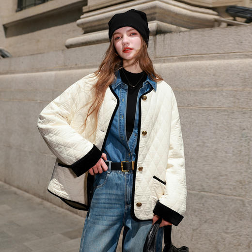 【95白鹅绒】三彩2025冬季新款轻薄压胶直充羽绒服宽松鹅绒服M 商品图3