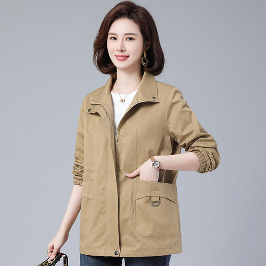 连帽短款风衣外套加肥加大码中老年妈妈女装2025 商品图0