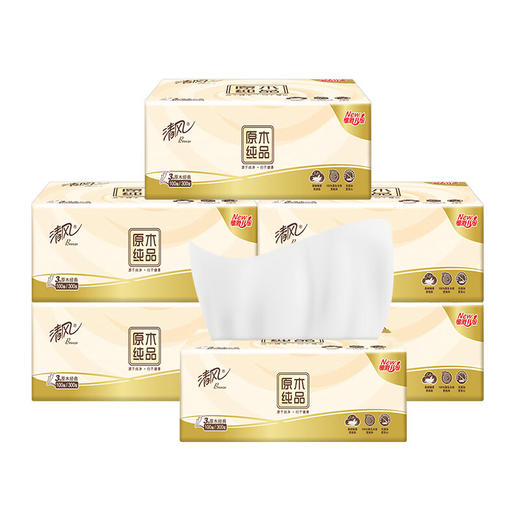 清风 原木纯品抽纸4层80抽*6包(新旧随机) BC-CP80C6B 商品图4